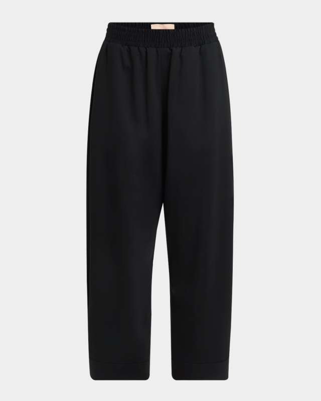 High-Rise Wide-Leg Ankle Pull-On Trousers
